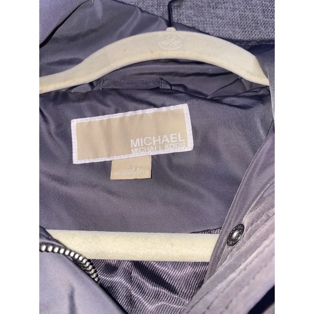 Michael Kors Anorak Jacket Womens XS Gray Full Zip Detachable Hooded Outdoor
